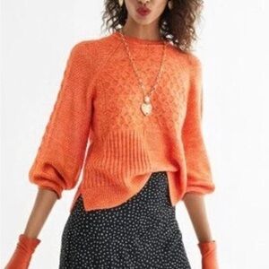CAbi 4038 Harvest Pullover XS - Super Soft - Vibrant Orange Crew Neck Sweater